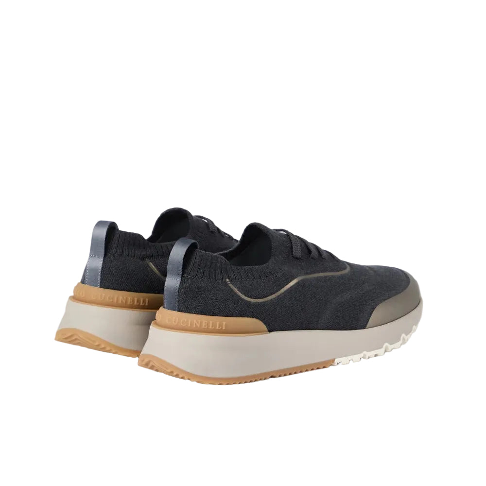Brunello Cucinelli Techno Cotton Knit Runners With Heat-Bonded Details Night