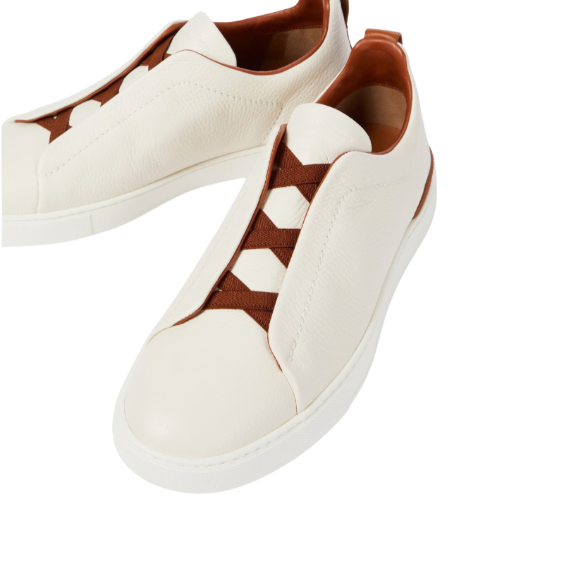 Zegna Triple Stitch leather sneakers White Deerskin