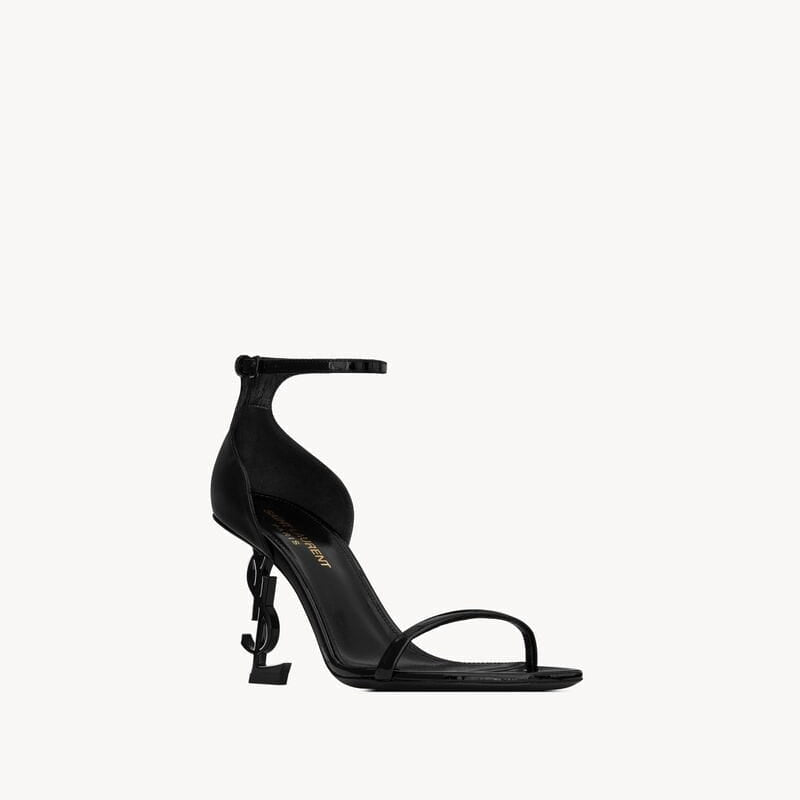 Saint Laurent OPYUM Sandals in patent leather BLACK