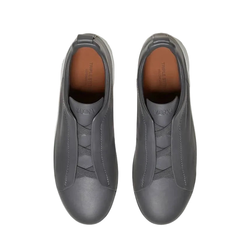 Zegna DARK GREY TRIPLE STITCH™ SECONDSKIN SNEAKERS