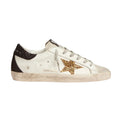 Golden Goose Super-Star in nappa leather with gold glitter star and black glitter heel tab(Women's)