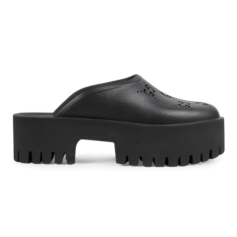Gucci Perforated GG – Platform mules