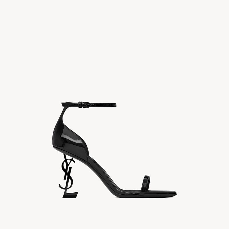 Saint Laurent OPYUM Sandals in patent leather BLACK